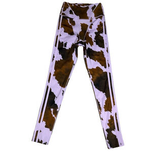 Adidas X Ivy Park Womens Size XS Purple Brown Cow Print Leggings